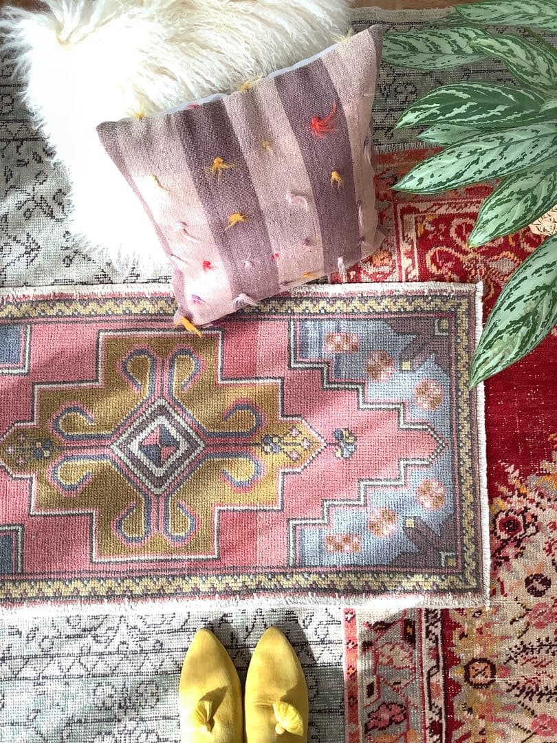 ఃパステルカラーが可愛い子♪ఃトルコ・ヴィンテージラグ pastel/pink