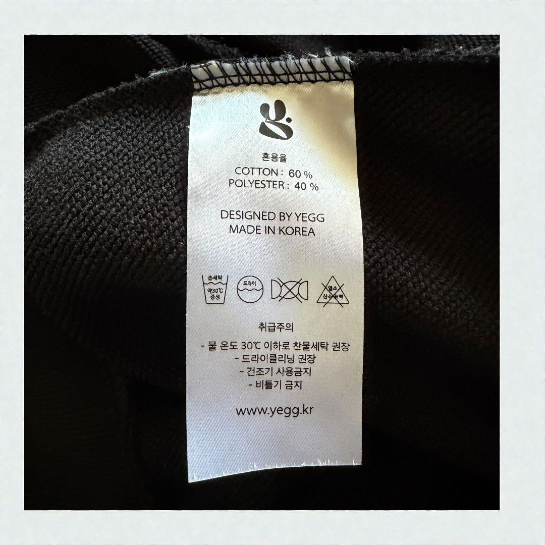 YEGG ジップアップパーカー　フーディ耳付き ブラック 韓国 刺繍ロゴ