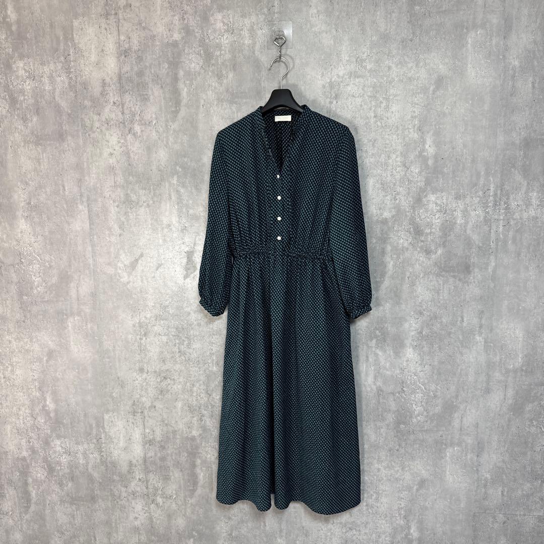 Ballsey ジオメトリックスクエアプリント ウエストシャーリングワンピース