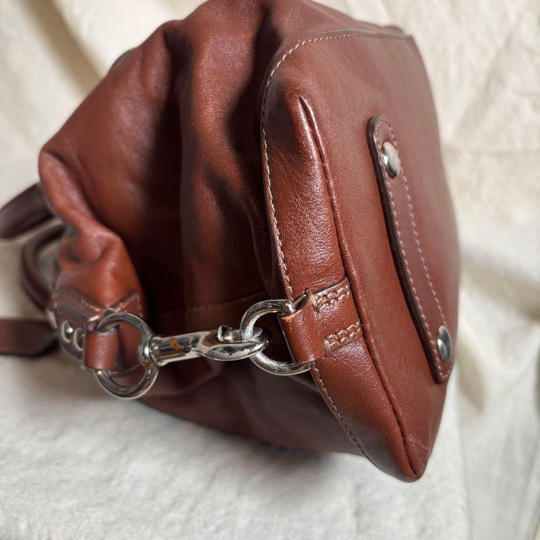 COACHコーチ✨レザー ハンドバッグ ブラウン茶 サイドフック形状変化　y2k