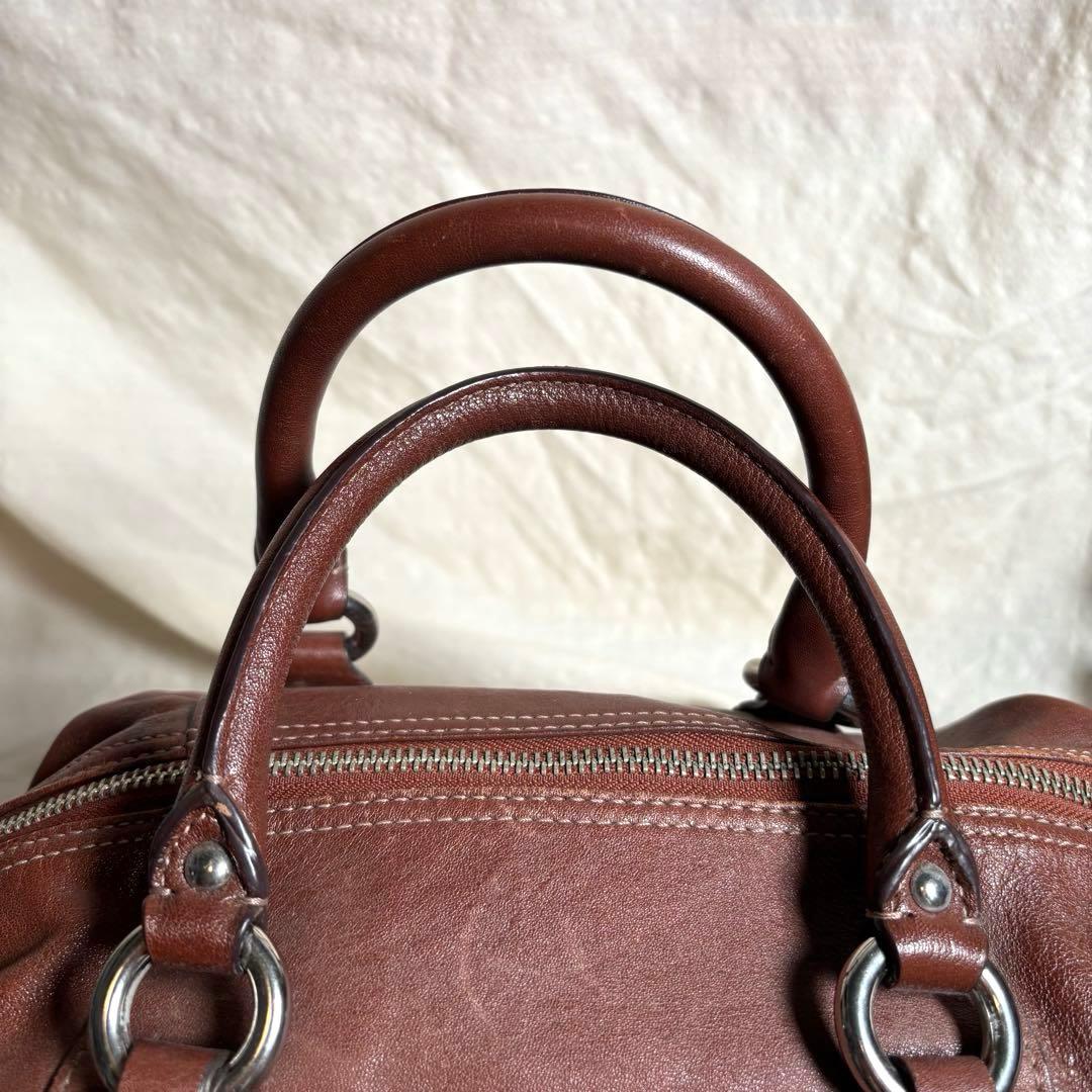 COACHコーチ✨レザー ハンドバッグ ブラウン茶 サイドフック形状変化　y2k