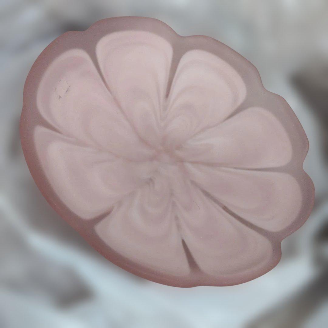 お菓子 フルーツ盛り パスタ入れ 花型淡いピンクガラス