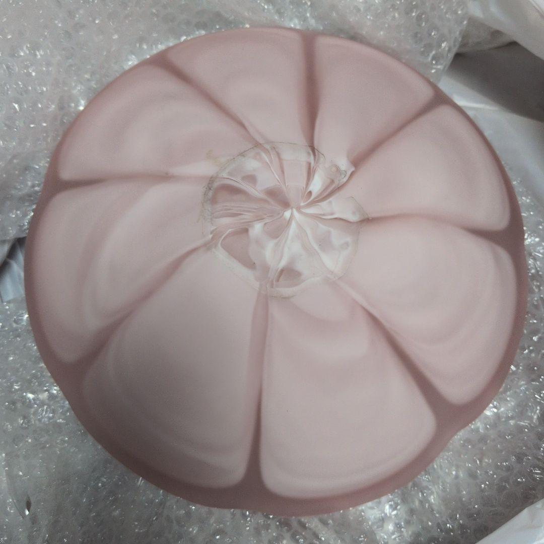 お菓子 フルーツ盛り パスタ入れ 花型淡いピンクガラス