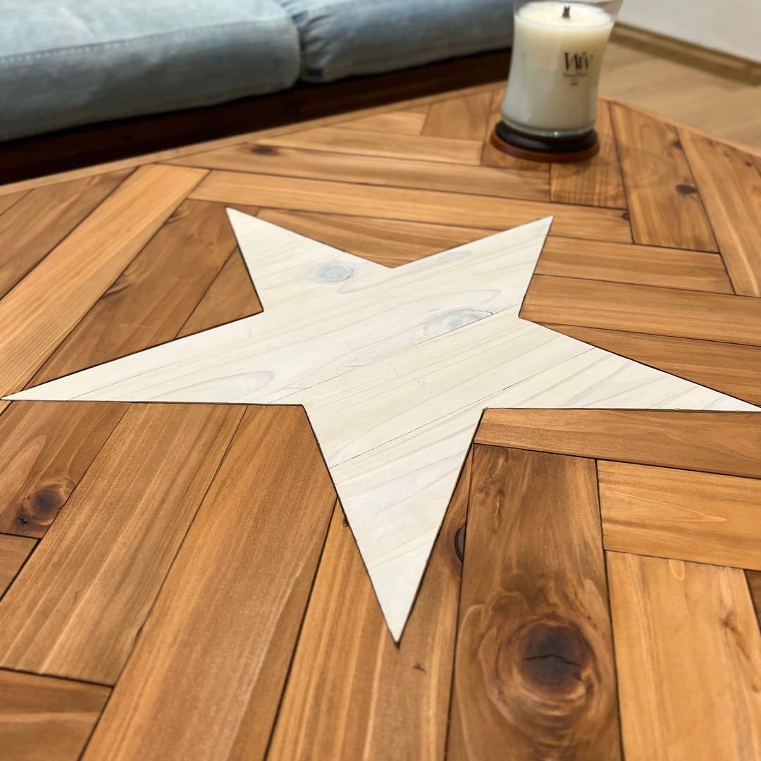 【キズ有.半額】木製ヘリンボーンローテーブル