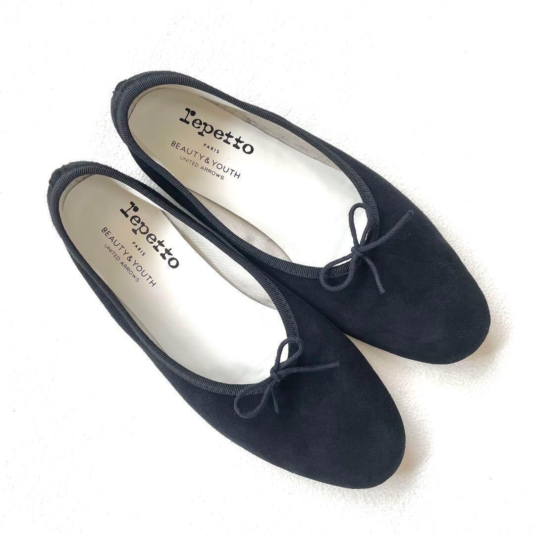 極美品✨レペット ユナイテッドアローズ フラット ベルベット ブラック リボン