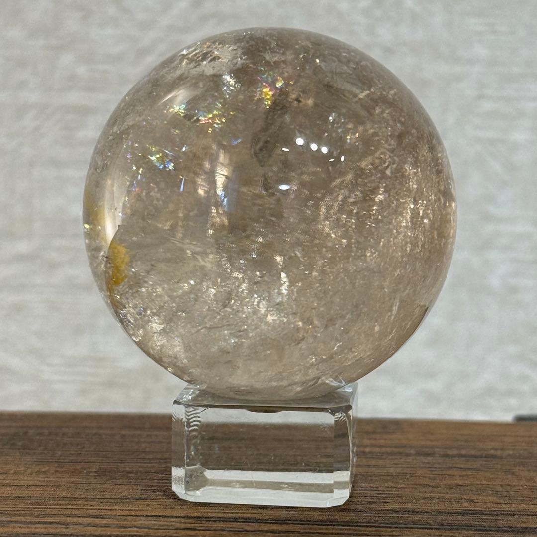 ライトスモーキークォーツ　スフィア　リモナイトイン　ブラジル産　天然石