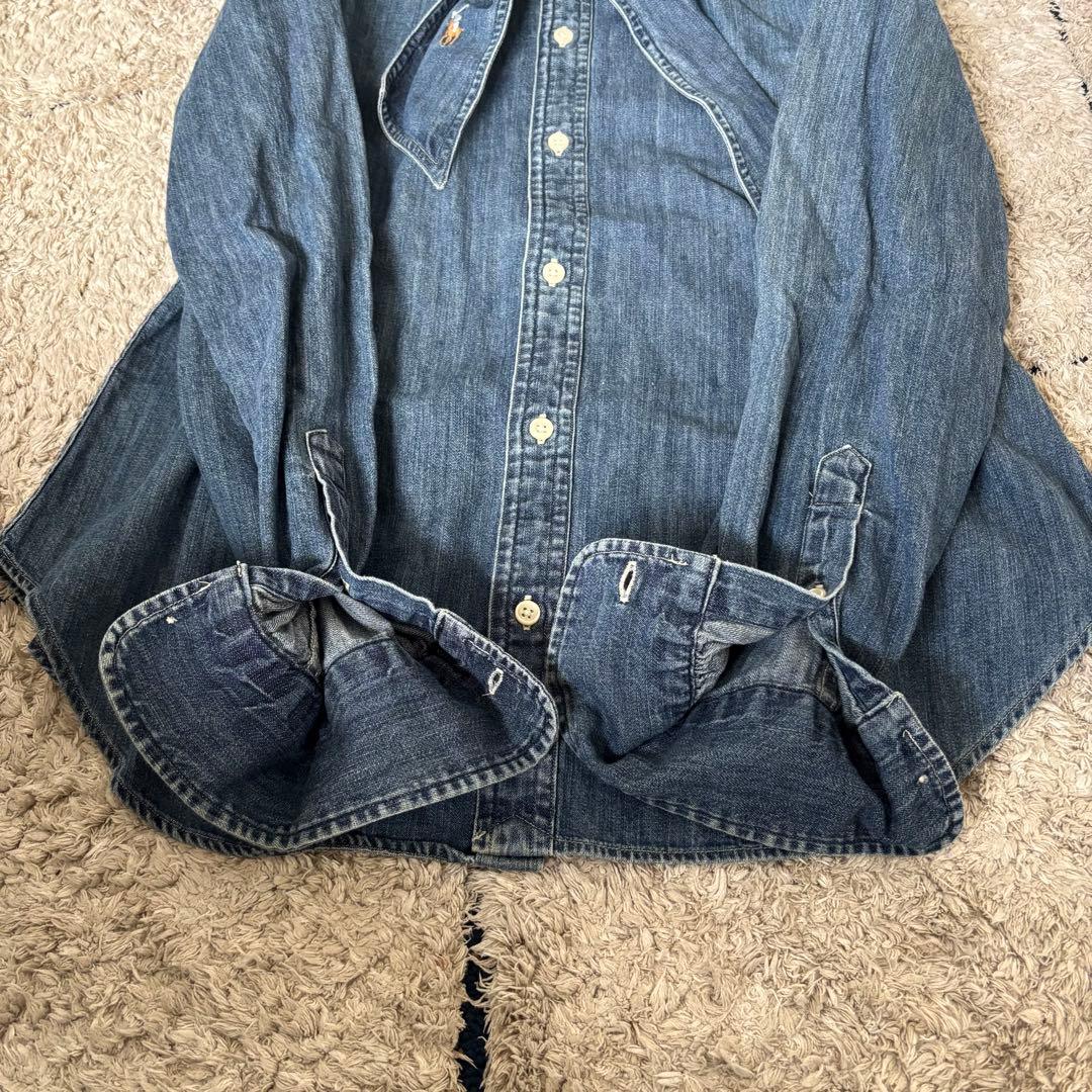 【極美品✨】ポロラルフローレン　シャツ　ボウタイ　ポニー刺繍　インディゴ　８