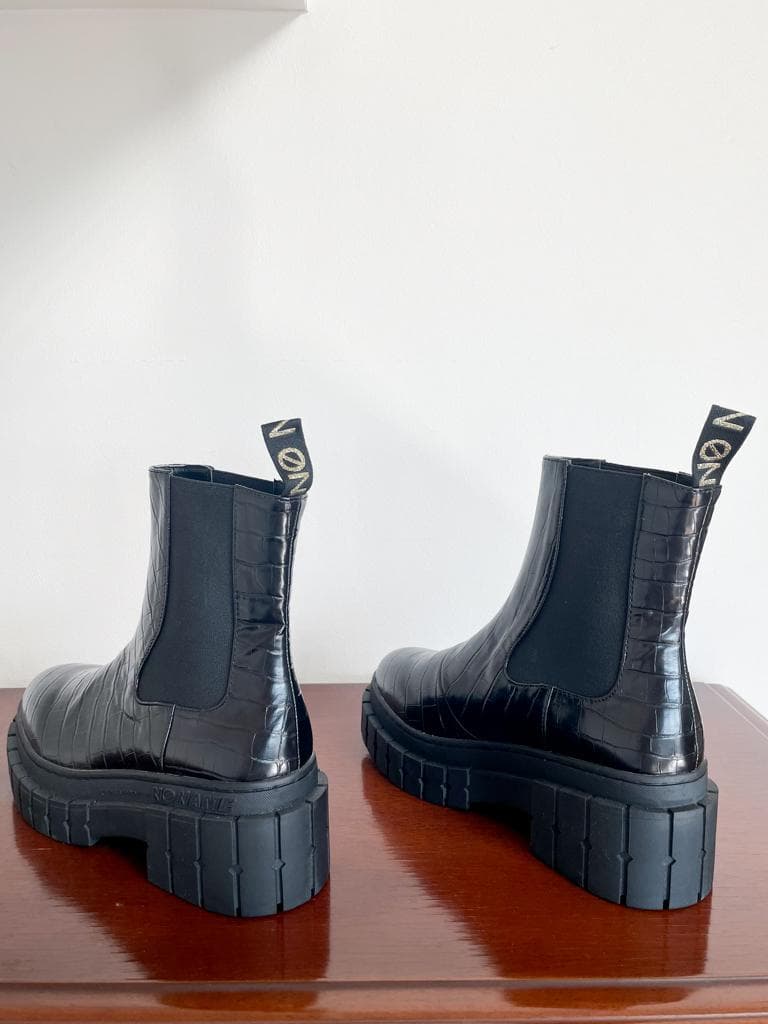 新品★NO NAME（ノーネーム)サイドゴアブーツ 黒 クロコ柄 39⭐︎お値下げ