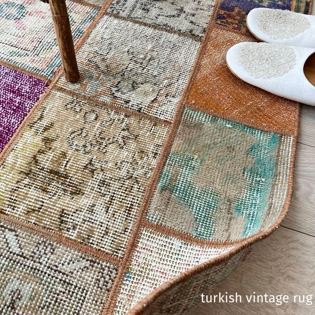 カラフル57×161✳︎パッチワーク　ランナー　ロング　トルコヴィンテージラグ