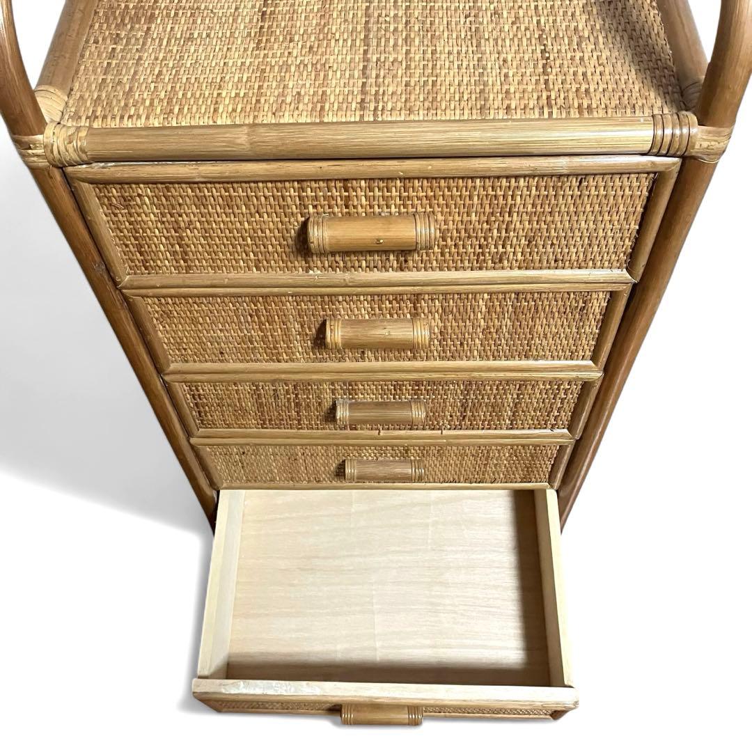 【美品】ラタン製　5段チェスト　籐家具　昭和レトロ　収納家具