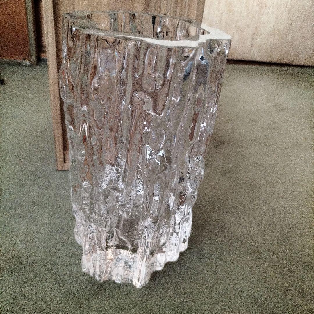 日本芸術院賞、各務鉱三作クリスタル花瓶　未使用