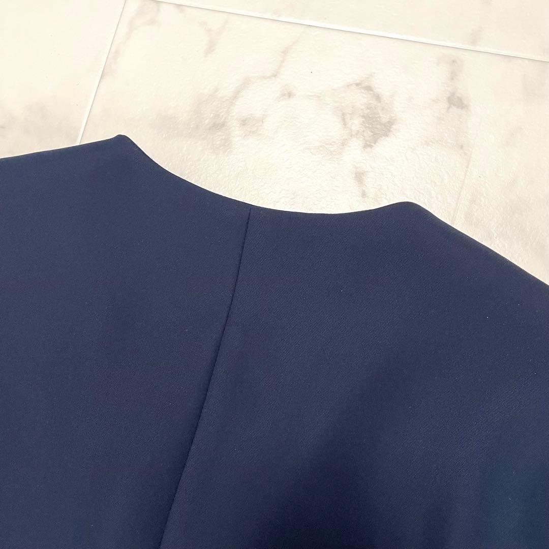 極美品 アーバンリサーチドアーズ ノーカラー Vネックジャケット 濃紺 1