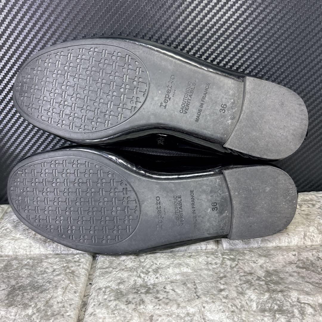 【Repetto】レペット　バレエシューズ　フラット　エナメル　ブラック　36