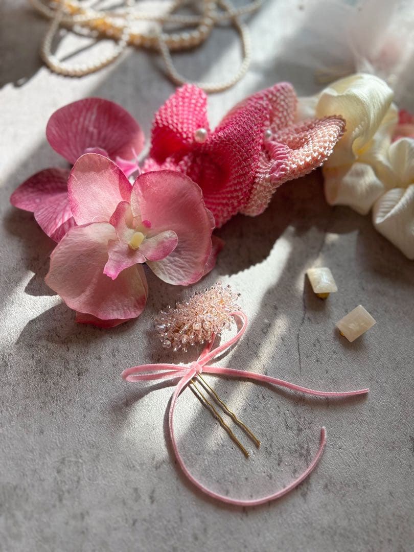 七五三　七五三髪飾り　ヘッドドレス　着物髪飾り　ピンク髪飾り　039