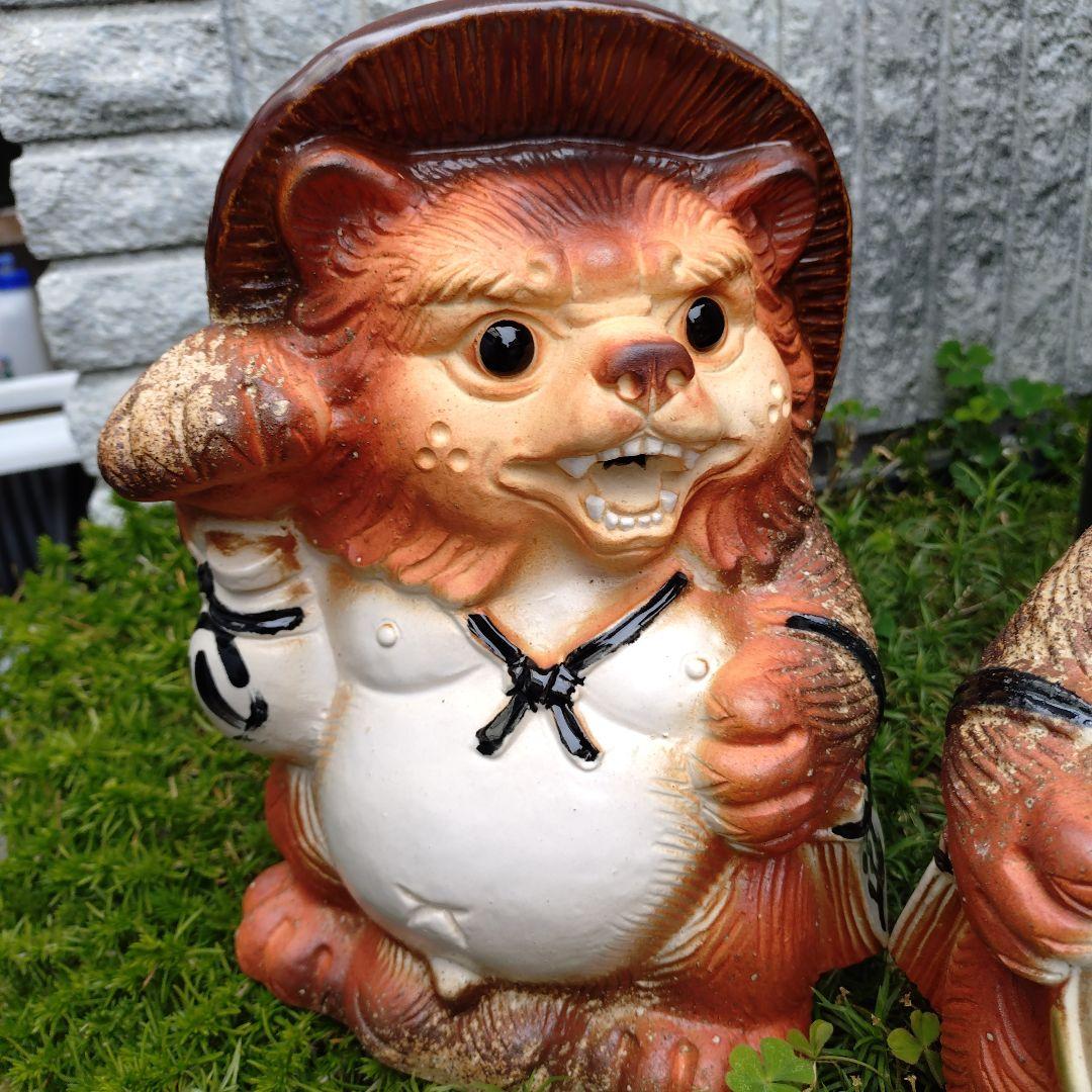 信楽焼　魔除け狸　シーサー狸　(2匹セット)狸　タヌキ　たぬき