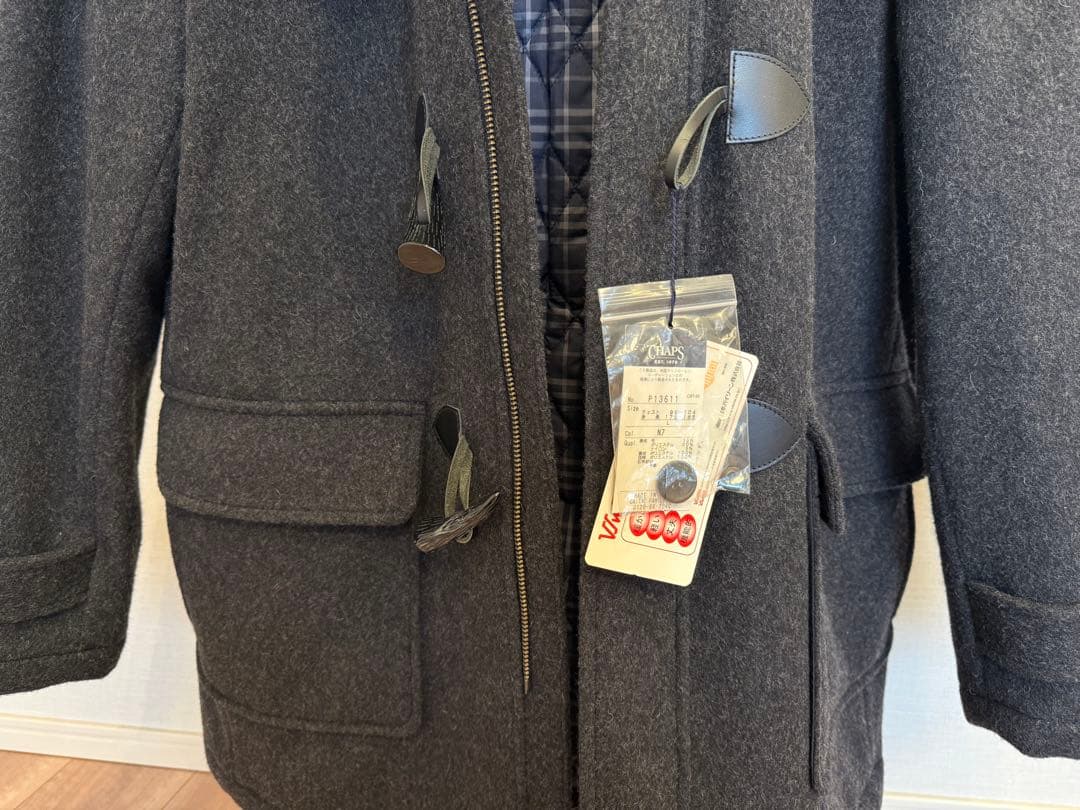 【新品・未使用】CHAPS ダッフルコート ウール混紡　ダークグレー フード付き