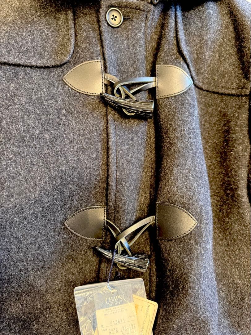 【新品・未使用】CHAPS ダッフルコート ウール混紡　ダークグレー フード付き