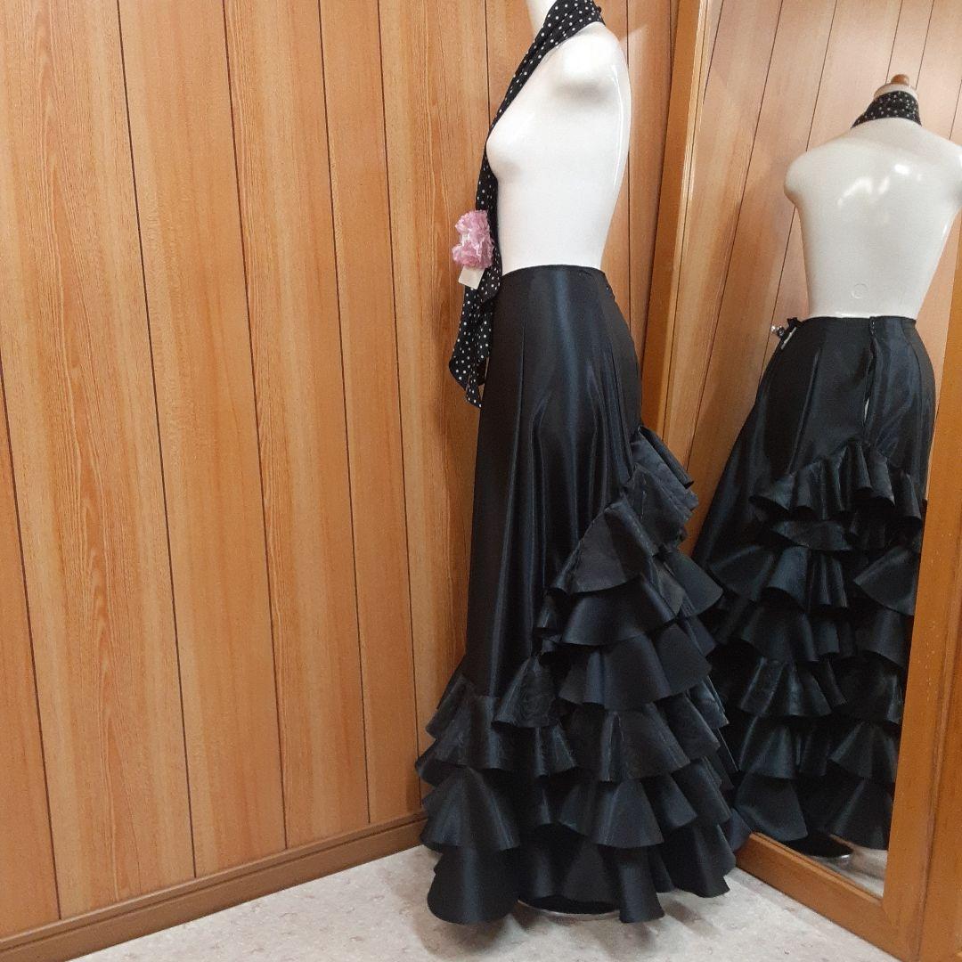 フラメンコ衣装　☆ファルダのみ　豪華ブラックファルダ