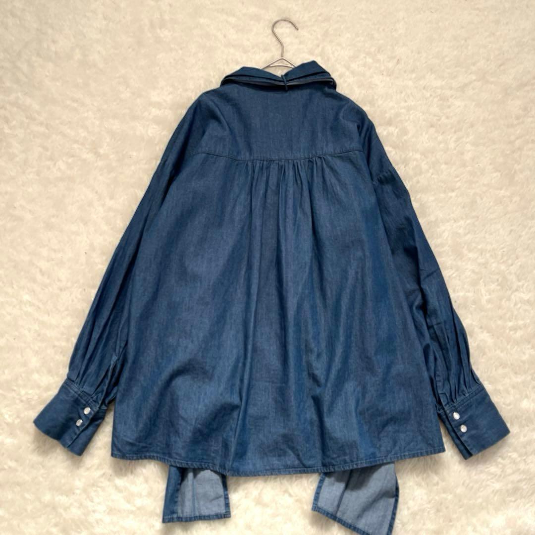 ドレステリア　２Way ボウタイデニムシャツ　ブラウス　リボン　ゆったり