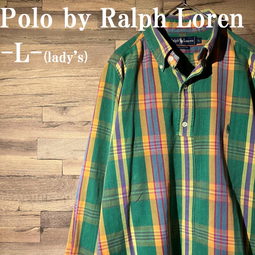 ラルフローレン　チェック柄長袖シャツ　ボタンダウンシャツ/プルオーバー　サイズL