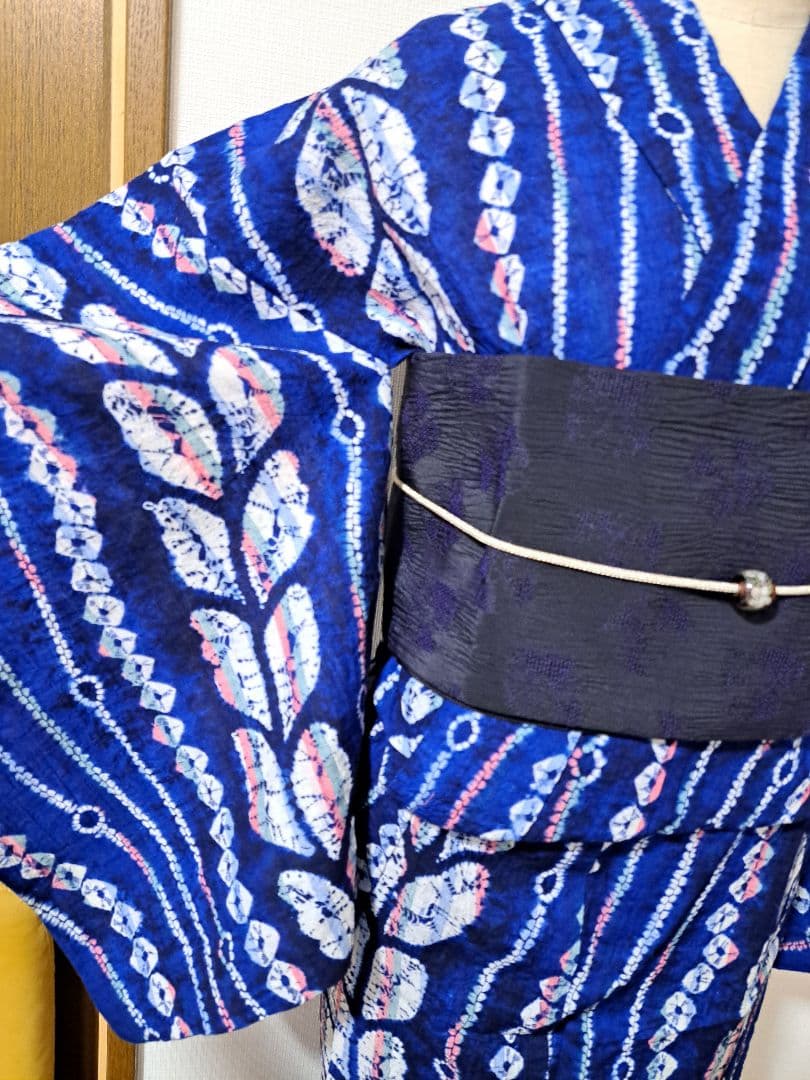 3*m様 絞り浴衣 有松絞り【美品】 藤の花 160/64 手縫い
