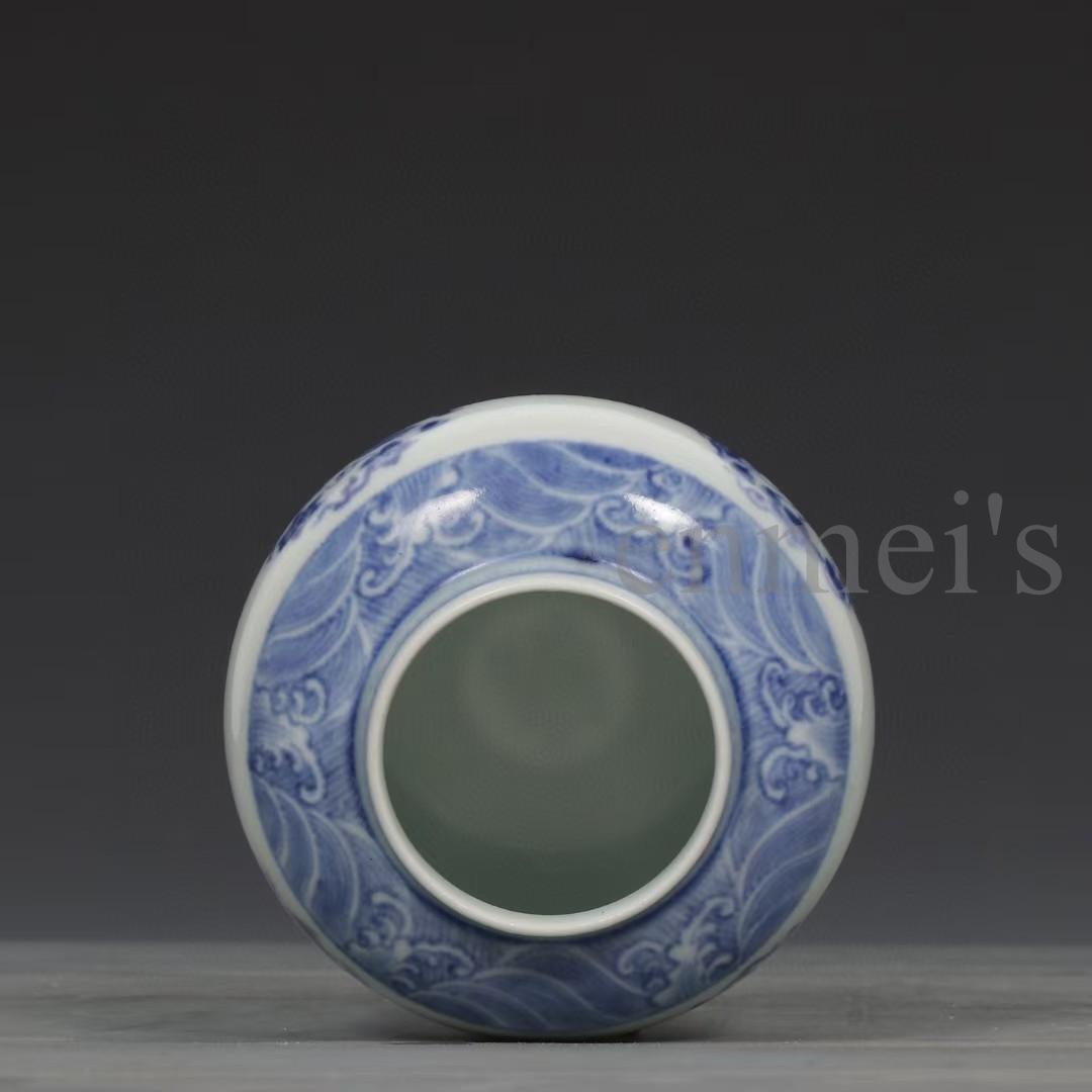 中国古美術・明成化年製款・青花磁団花紋蓋壺・木箱付・文房具・茶道具・陶磁器茶箱