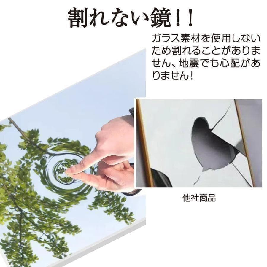 【美品】ダンスミラー 割れない鏡 幅60x160cm 姿見 白色 4番