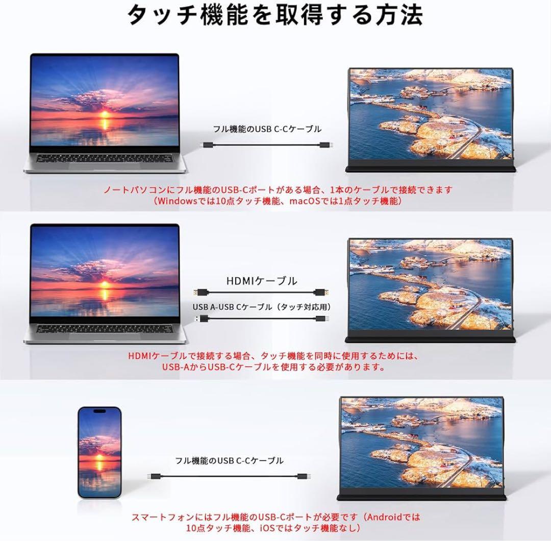 ポータブルモニター(タッチ対応)