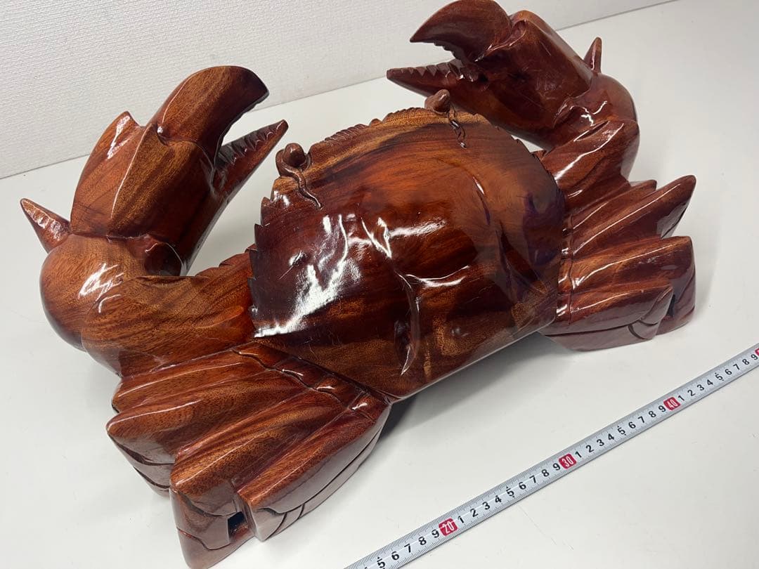 稀少 木彫り 大きい 蟹 カニ 木製 置物 木工 工芸品 飾り 隠し収納