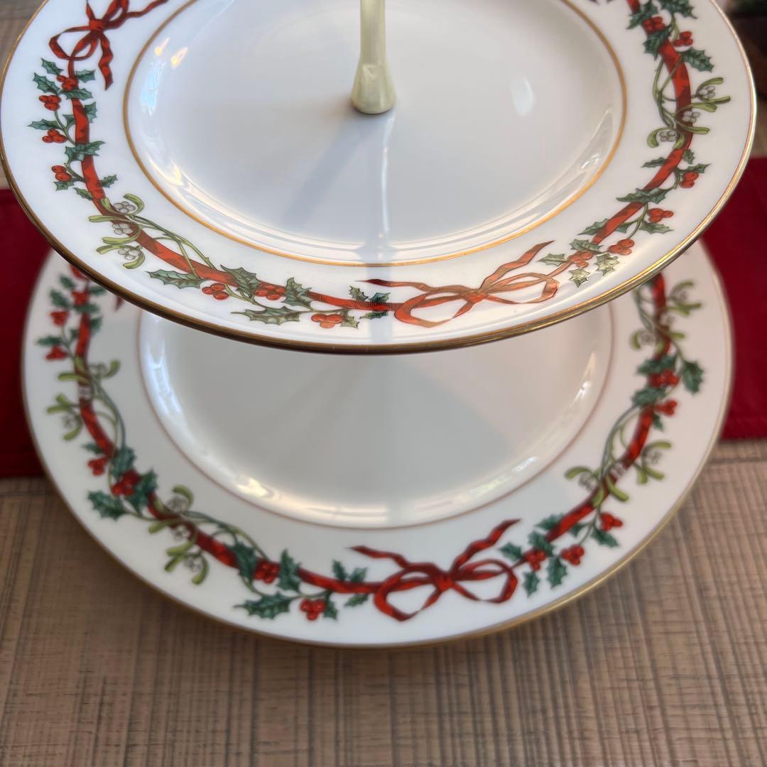  WORCESTER Holly Ribbons 二段ケーキスタンド