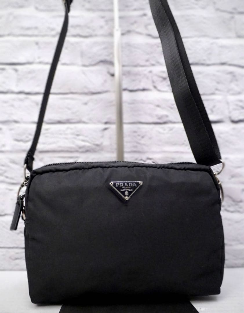 ◆ PRADA プラダ ナイロンxレザー ショルダー カメラ バッグ ポーチ 黒