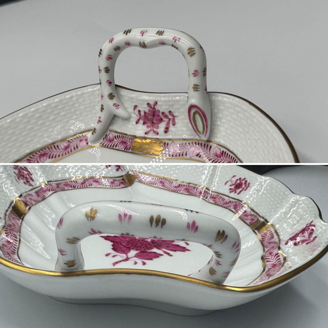 ヴィンテージ ハンガリー　ヘレンド。 アポニーのピンク　リーフディッシュ