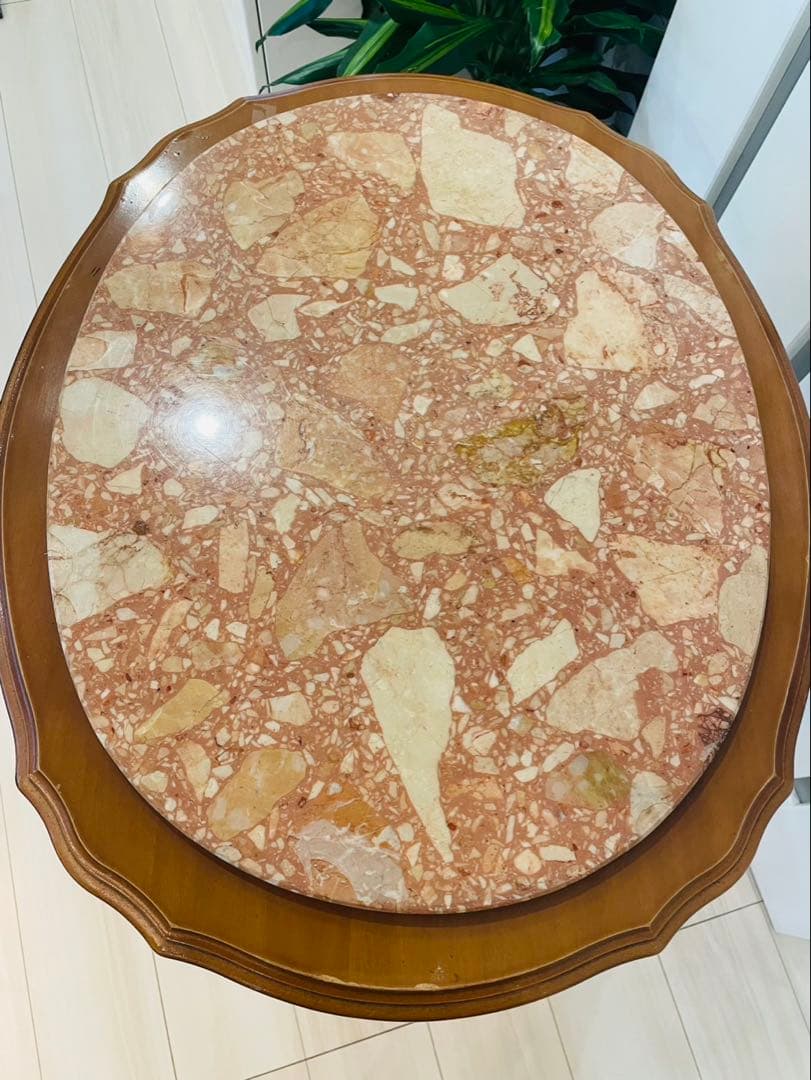 送料込み　大理石 猫脚 コンソール アンティーク 木製 彫刻 天板 テーブル