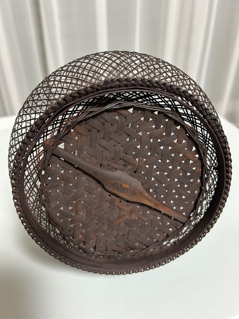 船橋重郎作　瓢形 手付竹花籠 (茶道具)
