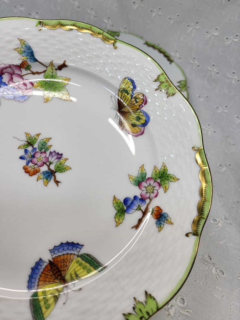 未使用近✨ヘレンド ヴィクトリアブーケ サラダ デザート プレート19 皿花蝶①