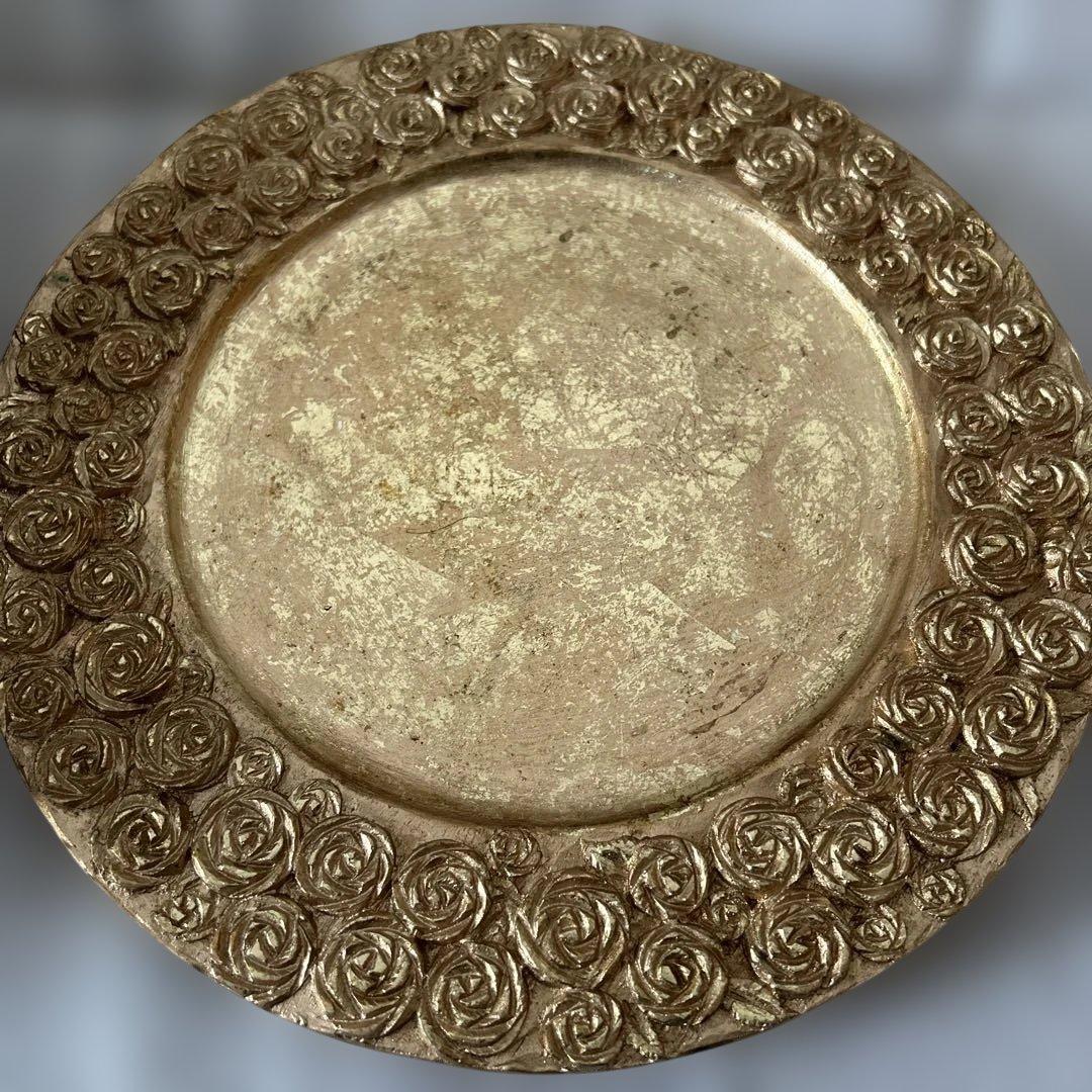 クリスマスプレートセット　 ６枚組　　ゴールド 薔薇模様 アンダープレート