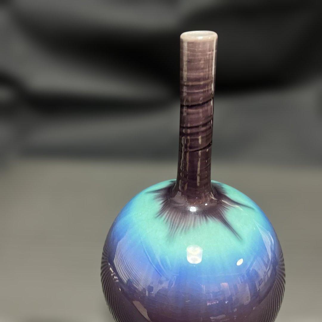 人間国宝 三代 徳田八十吉 (造) 高20㎝共箱 九谷焼 花器 華道具 陶磁器