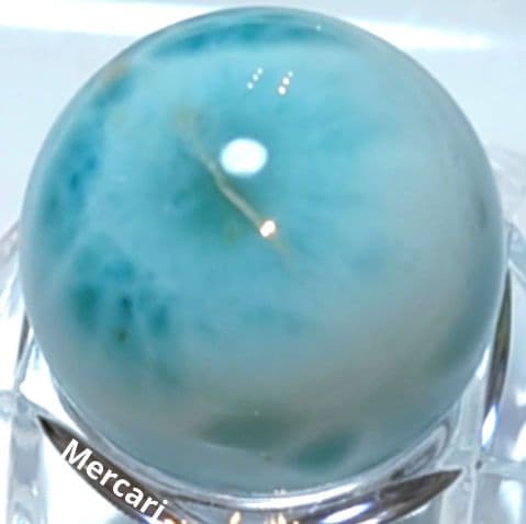 高品質ラリマー　スフィア　大玉22.3mm サッカーボール模様　極上海面模様