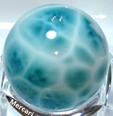 高品質ラリマー　スフィア　大玉22.3mm サッカーボール模様　極上海面模様