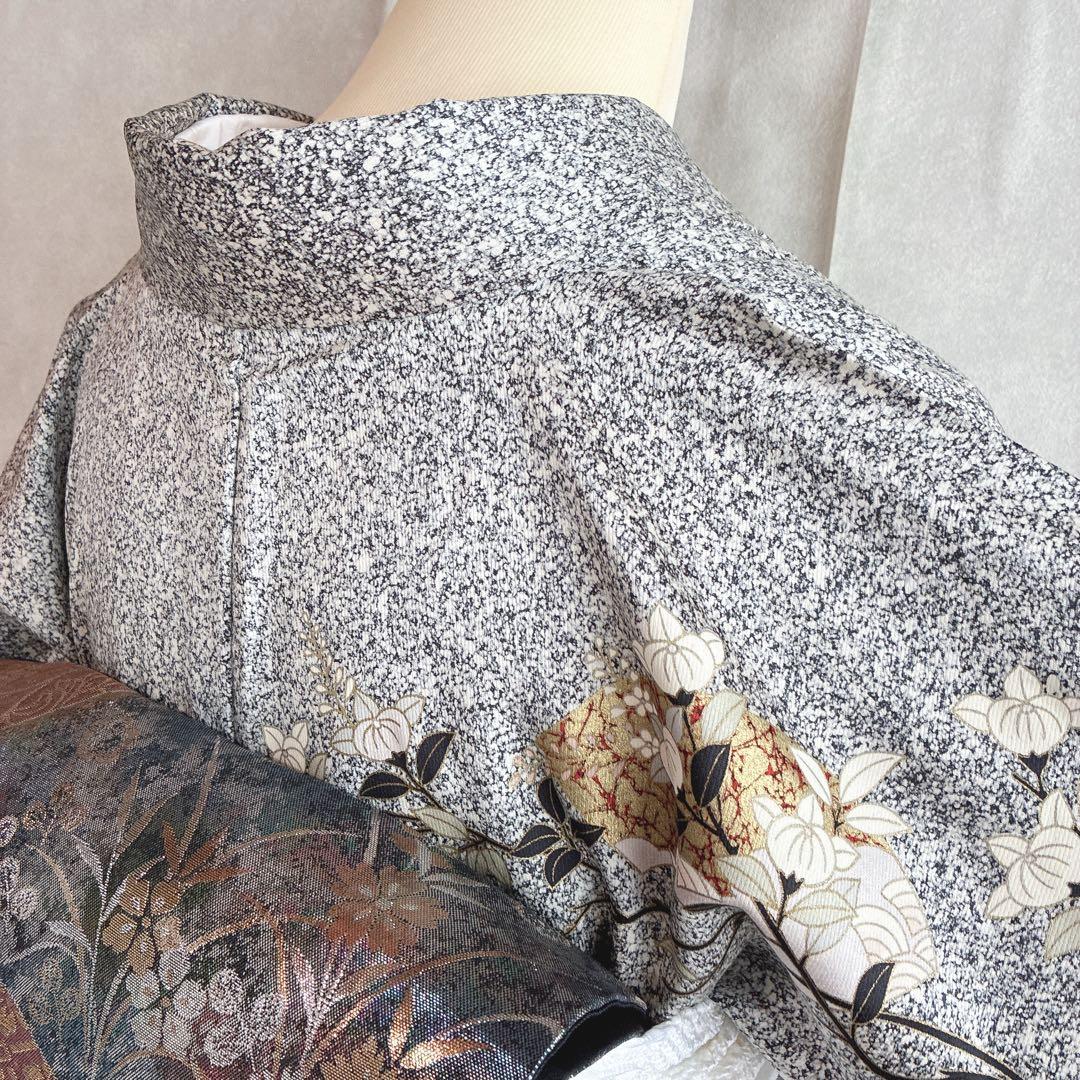 訪問着　フルセット　着物　たたき染　正絹　トールサイズ　黒　凛と優雅　J7