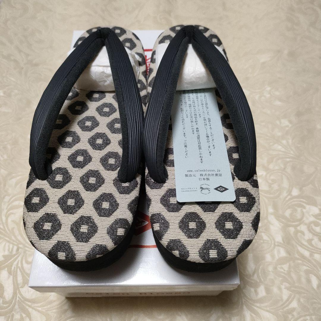 鼻緒黒 菱屋謹製　カレンブロッソ オクタゴン35 CAFE ZORI（Ｌサイズ）