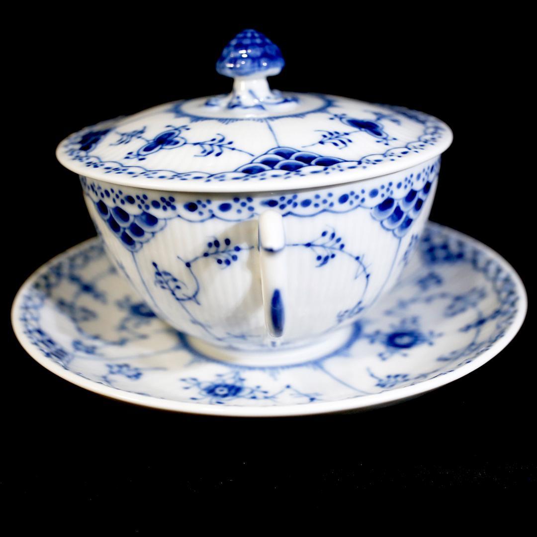 【美品】ロイヤルコペンハーゲン ハーフレース ダブルハンドル スープカップ