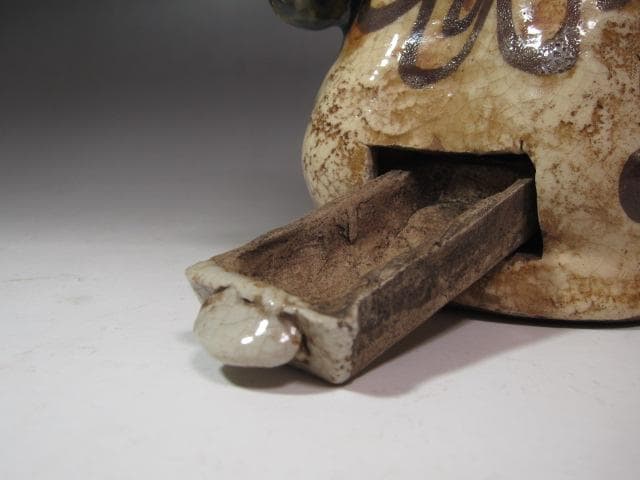 ★　北大路魯山人　織部　南蛮人　燭台★x588