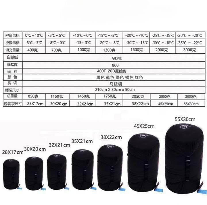 ★SALE★　高級ダウン使用　マミー型　寝袋 ダウンシュラフ　700g　ブルー