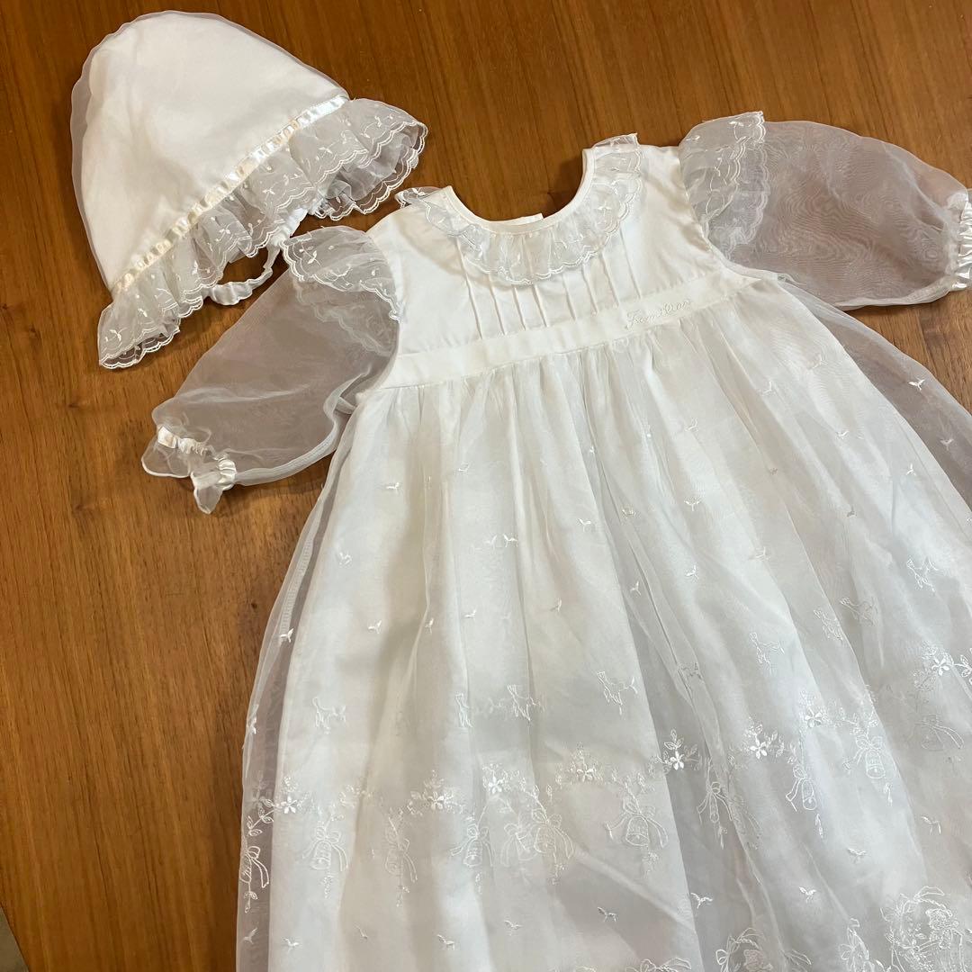 ファミリア　くま刺繍　ベビードレス　セレモニードレス