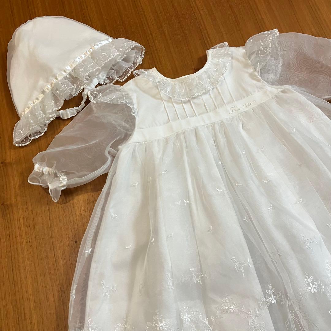 ファミリア　くま刺繍　ベビードレス　セレモニードレス