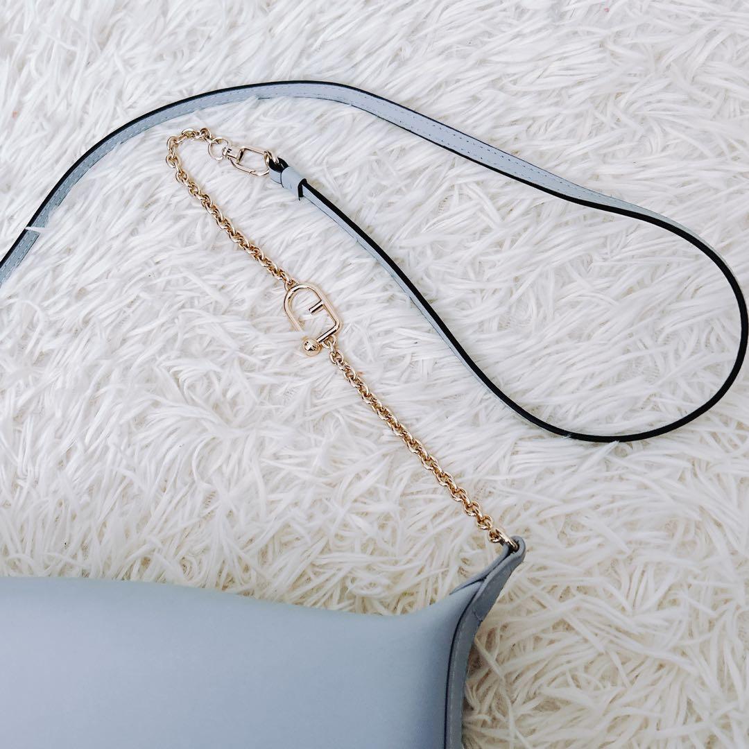 現行　フルラ　ヌヴォラ 2wayショルダーバッグ チェーン　レザー 水色