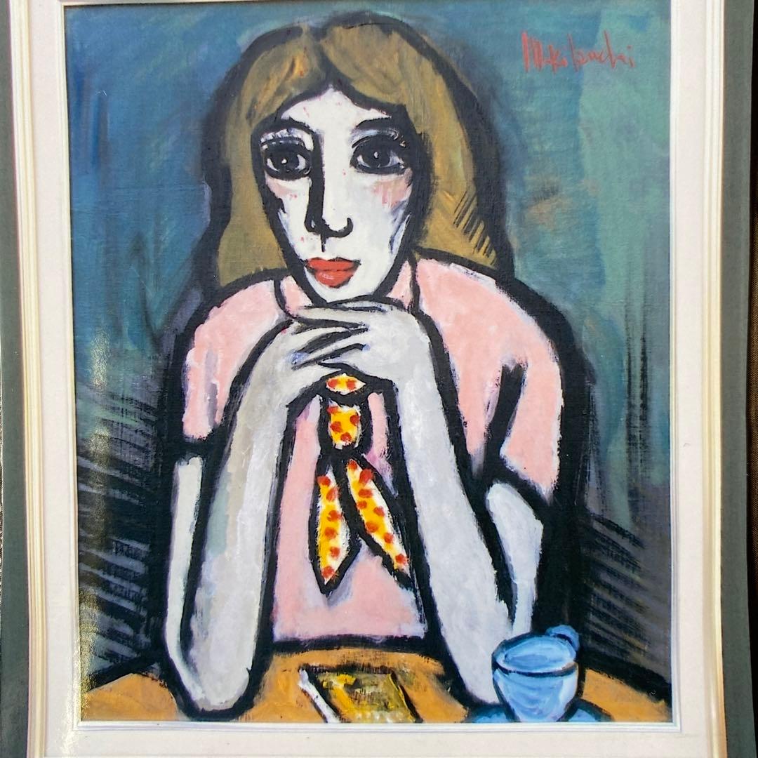 激安　菊地正則　油絵　油彩画　絵画　フランス　パリでみかけた女性　美品　額付き