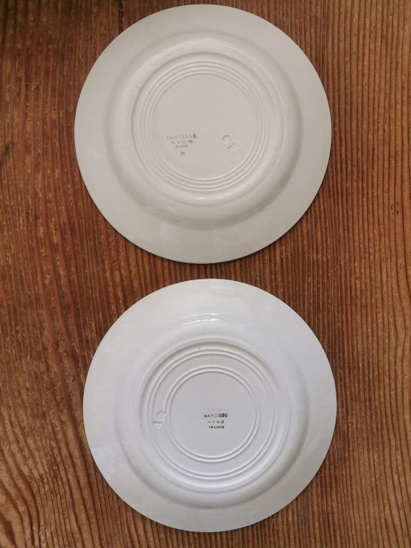 アンティーク クレイユモントロー インディゴの水仙 22㎝プレート２枚セット γ