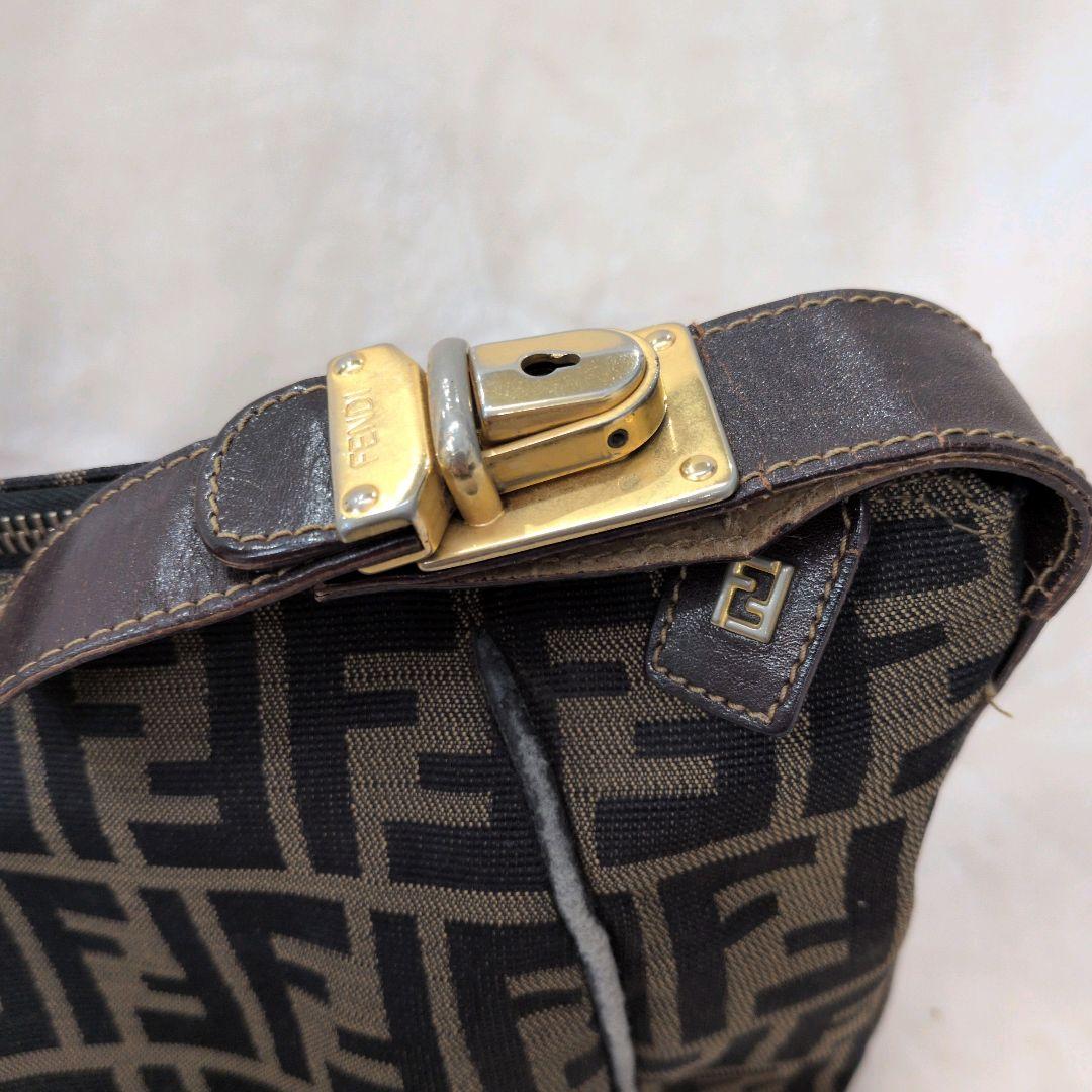 状態難 FENDI フェンディ ズッカ 柄バニティバッグ ブラウン 茶